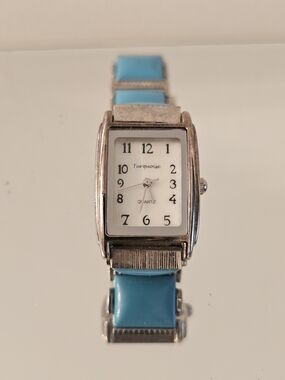 Croton Turquoise Quartz Rectangular Watch with Blue Strap